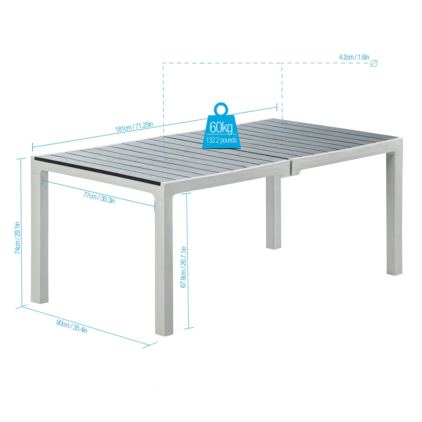 Mesa Minimalista Rectangular En Polipropileno