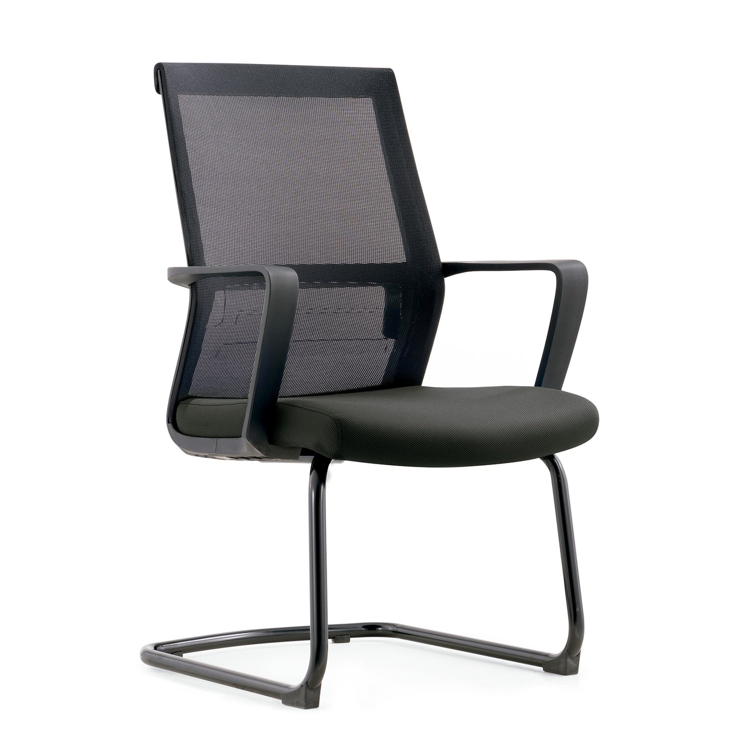 SILLA VISITA ASIENTO NEGRO CON RESPALDO EN MALLA (N434N)