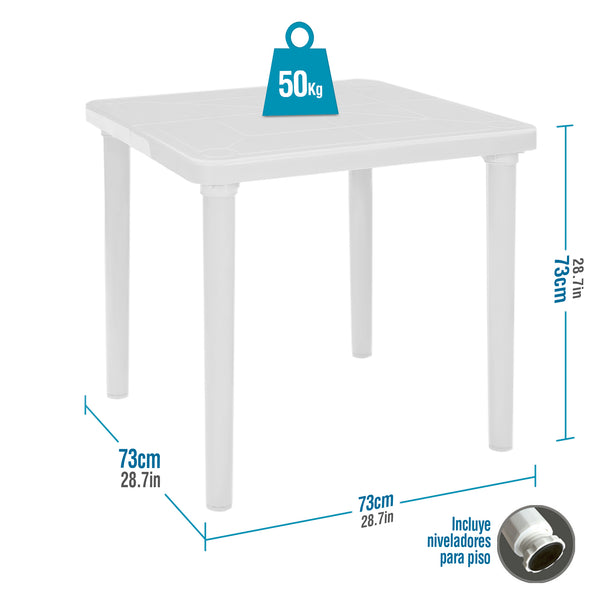 Mesa clásica cuadrada para jardín y exteriores