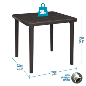 Mesa clásica cuadrada para jardín y exteriores